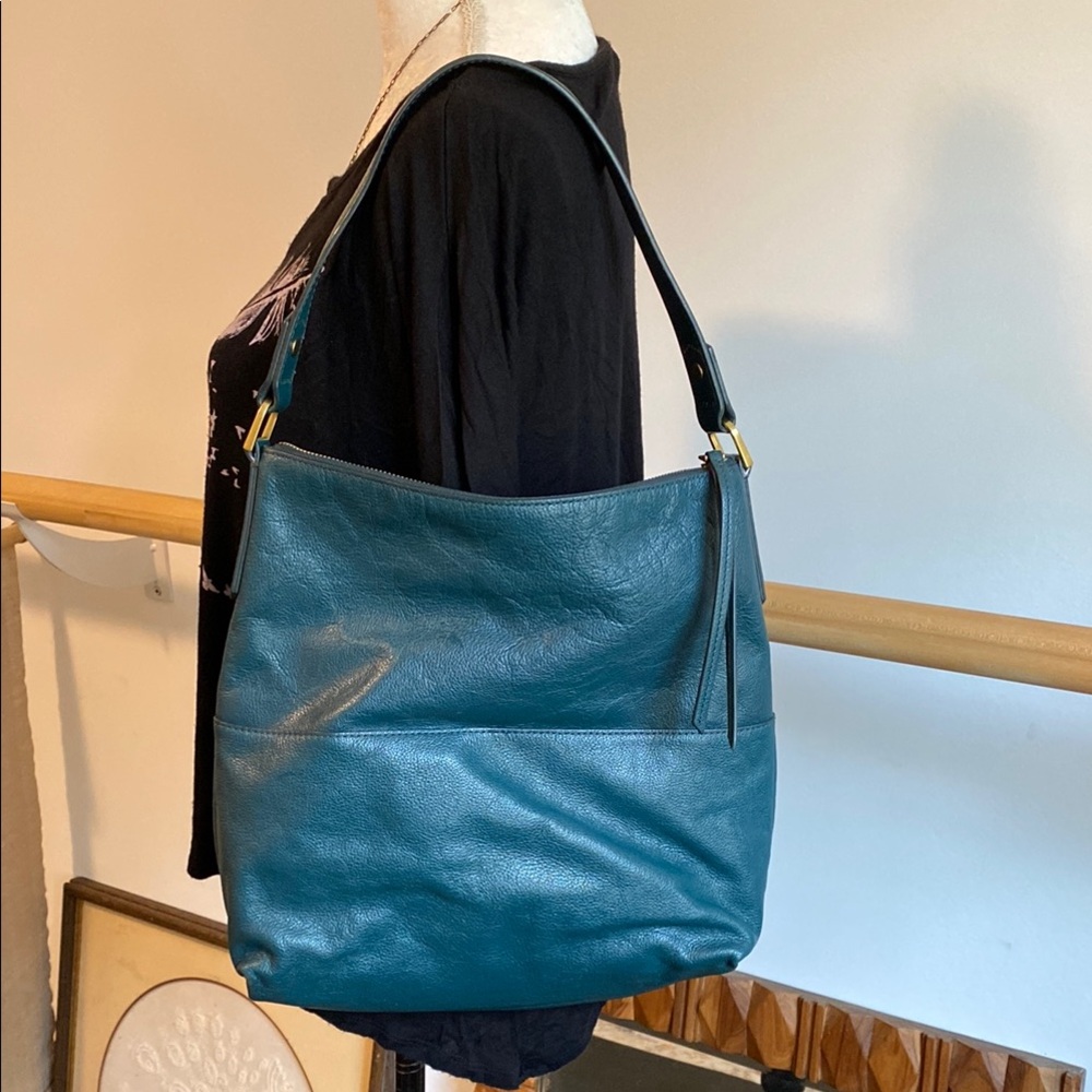 Fossil teal leather shoulder bag